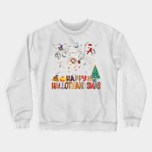 Happy Hallothanksmas Dancing Skeletons Crewneck Sweatshirt